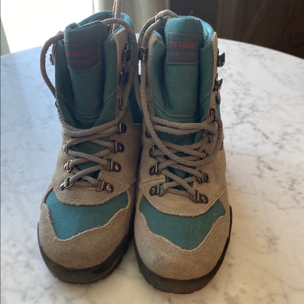 Teal and Tan Hiking Boots